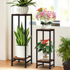 41" Tall Plant Stand Indoor, 2 Tier Plant stands for Indoor Outdoor Plants, Heavy Duty Flower Stand Metal Pedestal Stand Modern Display Rack for Living Room, Brown
