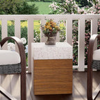 COSIEST Concrete Side Table, Rectangular Outdoor End Table w Faux Wood Design,15''Patio Side Tables End Table, Outdoor Accent Side Tables for Garden and Patio, Terrazzo