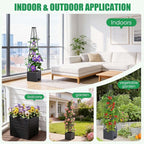 4 Pack Raised Garden Bed Planter Box with Trellis, 57" Self-Watering Tomato Cage Planters for Climbing Plants Vegetable Vine Flowers Outdoor & Indoor (57x9.8x9.8IN)