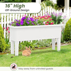 Giantex Raised Garden Beds Outdoor Set of 2, Self-Watering Planter Box with Detachable Legs & Drainage Hole, Outdoor Raised Container for Vegetable Fruit Herbs, 31.5”Lx12”Wx16”H, Easy Assembly (White)