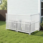 VEVOR 3 Panels Outdoor Privacy Screen, 36 x 45 in Air Conditioner Fence with 19.7 in Ground Stakes, Pool Equipment Enclosure, Strip Vinyl Privacy Fence, Ideal for Trash Can and A/C Units, White