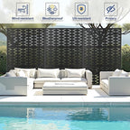 Decorative Fence Privacy Screen, Black Brick Metal, 72 x 47 Inches