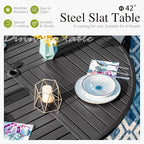 Sophia and William Outdoor Patio Dining Set for 4, Outdoor Table and Chairs, Removable Seat Cushions, Black 42" Round Patio Dining Table,Blue
