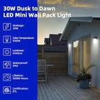 hykolity Update 30W LED Wall Pack Light with Photocell, 3450LM 5000K Daylight Dusk to Dawn 120V LED Outdoor Wall Mount Light, 150-250W MH/HPS Replacement, Waterproof Security Lighting-4 Pack