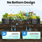 Quictent Galvanized Raised Garden Bed Kit, 8x4x1 ft Oval Metal Planter Box for Vegetables, Strengthened by Crossbar, Dark Gray, 2PCS