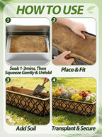 30in Tapered Coco Liners for Window Planter Box - 2 Pack 100% Natural Coconut Coir Fiber Liner Replacement for Deck Flower Box, Garden Railing Fence Wall Planter Basket
