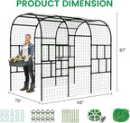 DoCred Garden Arch Trellis for Climbing Plants, 87 Inch Large Garden Trellises Outdoor Metal Plants Support Archway Arbor Tunnel for Vegetables Plant Cucumber Trellis Decoration, Black
