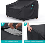 Sofa Cover, Waterproof Black Polyester Patio Couch Cover with Air Vent