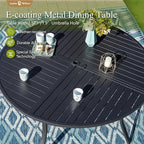 Sophia & William Outdoor Patio Dining Set 5 Pieces, 4 x Textilene Swivel Patio Chairs with Padded and 42" Round Metal Dining Table, Outdoor Table and Chair Set for Lawn Garden (Blue)