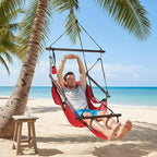 ONCLOUD Upgraded Unique Hammock Hanging Sky Chair, Air Deluxe Swing Seat with Rope (Red)