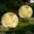 Coroor Garden Solar Ball Lights Outdoor Waterproof, 30 LED Cracked Glass Globe Solar Power Ground Lights for Path Yard Patio Lawn, Christmas Decoration Landscape Warm White(2 Pack 3.9'')