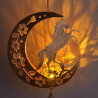 Moon Horsebird Wind Chime Outdoor, Handcrafted Metal Garden Wind Chimes with Horse & Bird Charms, Melodic Wind Bells for Patio Porch Decor, Weatherproof Gift for Equestrian & Nature Lovers