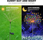 YOTOZU 2 PCS Solar Firework Light, Outdoor Solar Garden Decorative Lights 120 LED Powered 40 Copper Wires String DIY Landscape Light for Pathway (Multi-Color)