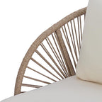 Merax 2-Piece Acacia Wood Patio Set - Curved Tub Loveseat & Slatted Coffee Table with Woven Rope Accents & Weather-Resistant Cushions for Deck, Porch or Garden,Teak+ Beige