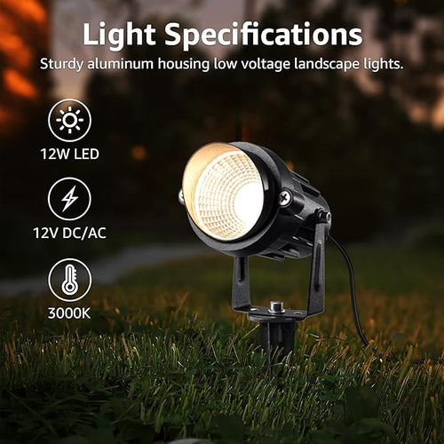 12 Pack Low Voltage Landscape Lights with 300W Transformer