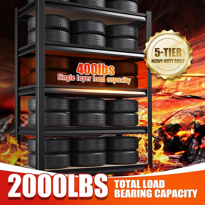 71"Hx46"Wx18"D Garage Shelving-2050 lbs 5 Tier Storage Shelves,Adjustable Heavy Duty Metal Shelving Unit and Storage Large Rack,Utility Steel Shelf for Warehouse Industrial Pantry Basement Organizers