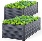 Ohuhu 6x3x1.5FT Metal Raised Garden Bed Outdoor, Reinforced Galvanized Steel Rustproof Planter Box, 100% Non-Toxic, 202 Gal Large Capacity Heavy Duty Raised Beds for Vegetables Flowers Herbs 2-Pack
