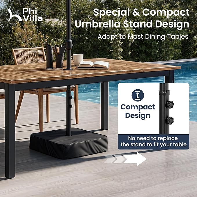 PHI VILLA 15ft Large Patio Umbrellas with Base Included, Outdoor Double-Sided Rectangle Market Umbrella with Crank Handle, for Pool Lawn Garden, Navy Blue