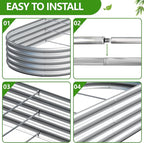 2PCS 8x2x1ft Galvanized Metal Raised Garden Bed Kit,Outdoor Planter Box Vegetables,Flowers,Herbs Durable Rust-Resistant Patio Gardening Beds