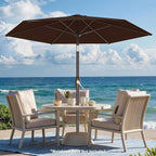 AreShark 7.5FT Patio Umbrella Table Market Umbrella with 6 Sturdy Ribs, Button Tilt/Crank, Heavy-Duty Outdoor Umbrellas for Pool, Deck, Garden and Backyard, Brown