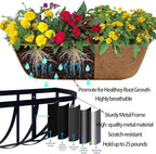 4 Pack 24" Railing Planter Window Box with Coco Fiber Liner Horse Trough Planter The Railing Planter Boxes for Deck Porch Fence Outdoor