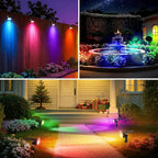 WdtPro Solar Color Changing Spot Lights, 8 Lighting Modes Solar Lights Outdoor Waterproof, Multicolor RGB Outdoor Light, 7 Colors Auto Cycling Landscape Spolights for Yard Garden Decoration, 6 Pack