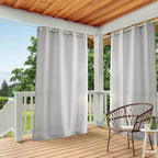 TOWN & COUNTRY BASICS Cabana Solid Heavyweight Indoor Outdoor Curtains, Light Filtering Opacity with Grommet Top, Water Repellent, 2-Pack Set, 54"x120", Cloud Grey