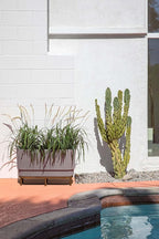 Veradek Demi Series Raised Long Planter for Indoor/Outdoor Use | Made from Plastic & Stone w/Wooden Stand | Modern Patio Décor for Flowers/Shrubs
