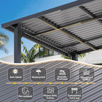 AECOJOY 14' x 10' Outdoor Hardtop Gazebo Pergola for Patio, 10x14 Large Galvanized Steel Heavy Duty Lean to Wall-Mounted Pergolas and Gazebos Clearance, Metal Patio Roof Awnings for Backyard, Decks