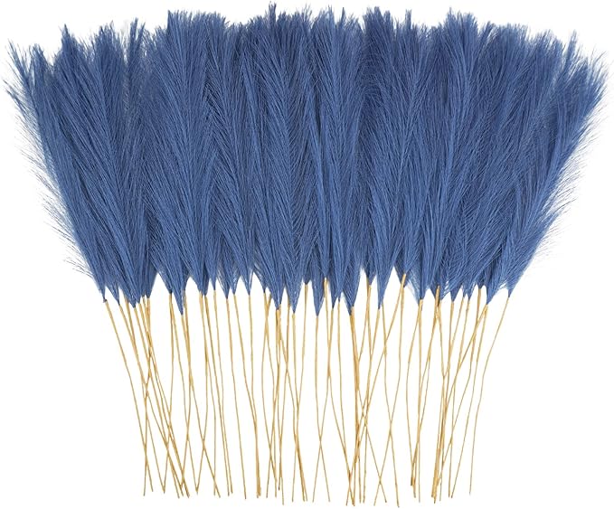 Artificial Pampas Grass Stems, 50 Pack, Blue, 21.6 Inch