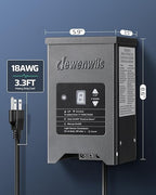 DEWENWILS 150W Low Voltage Landscape Lighting Transformer, 120V to 12/15V AC, Metal Shield, Outdoor Low Voltage Landscape Transformer, Photocell & Timer, Landscape Lighting Transformer
