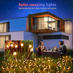 BrizLabs Solar Garden Lights, 4 Pack 32 LED Solar Powered Firefly Lights, 2 Modes Swaying Light, Waterproof Globe Pathway Outdoor Lighting for Yard Pathway Walkway Patio Decor, Warm White