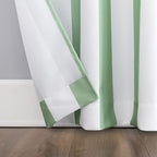 Sun Zero Valencia Cabana Stripe Indoor/Outdoor UV Protectant Energy Efficient Grommet Curtain Panel Pair, 54" x 95", Spa Green, 2-Pack