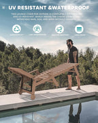 SERWALL Patio Chaise Lounge Chair, 78'' Long HDPE 5 Positions Adjustable Poly Lounge Chair with Rolling Wheels & Cup Holder for Pool, Brown