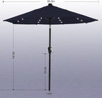 ABCCANOPY Durable Solar Led Patio Umbrellas with 32LED Lights 11FT (Navy Blue)