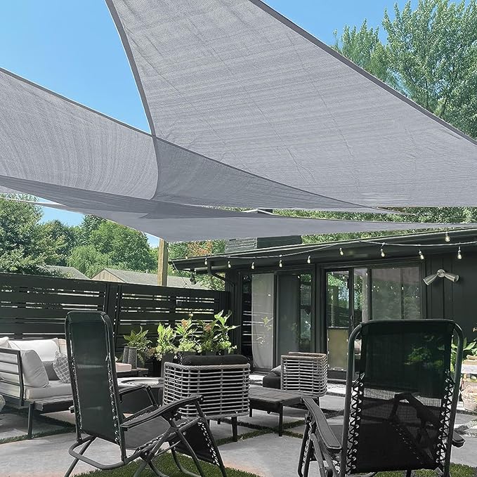 LOVE STORY 12' x 12' x 12' Triangle Silver Grey Sun Shade Sail Canopy UV Block for Outdoor Patio Garden Backyard