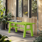 VINGLI 47” Outdoor Bench Garden Bench HDPE Porch Bench w/Metal Legs, Poly Lumber Patio Bench, 660 LBS Capacity Outdoor Backless Bench(Green)
