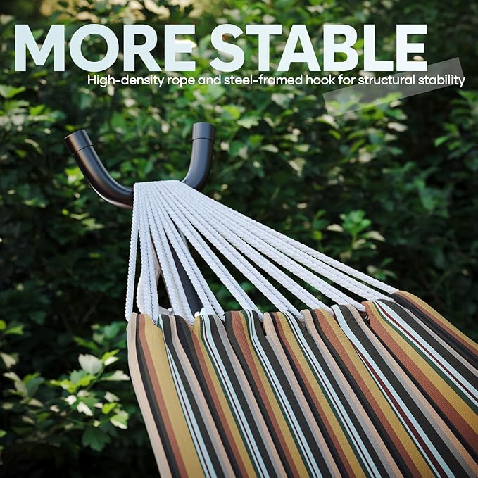 Hammock with Stand for Outside, 600lbs Portable Hammock with Steel Frame for 2-Person Outside Patio, Heavy Duty, Easy Assembly
