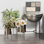 Deco 79 Metal Indoor Outdoor Planter Large Planter Pot with Removable Stand, Set of 3 Planters 18", 14", 12"H, Black