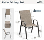 PHI VILLA Patio Chairs Set of 4, Outdoor Stackable Dining Chairs with E-Coating Metal Frame and Upgraded Textilene Fabric, All Weather Deck Chair 350 LBS Capacity for Porch Poolside Garden