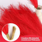 Artificial Pampas Grass Stems, Red, Pack of 30, 21.7 Inch Silk
