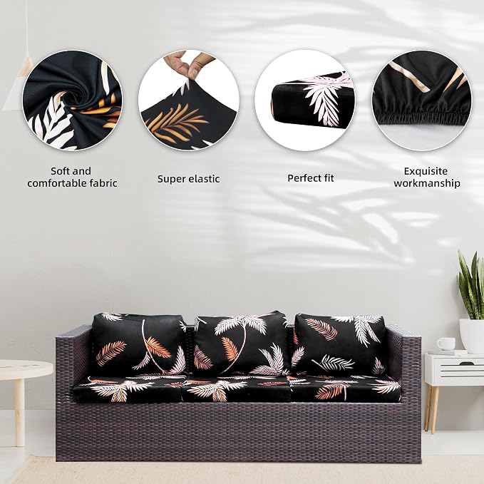 Cushion Covers, 8 Pack Stretch Microfiber Outdoor Slipcovers, Coconut Forest