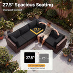 NICESOUL 8 Seater Modern Outdoor Seating Group, Plus Size Big Wicker Patio Modular Sectional with Ottoman, 29.3'' High Back Comfy Conversation Sets for Outside, Brown Rattan and Black Cushion
