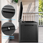 310 Gallon Lockable Outdoor Storage Box – Waterproof Resin Deck Box for Patio Furniture, Garden Tools, Pool Accessories (Black)