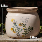 Vintage Ceramic Ice Crack Flower Pot with Drainage Holes, Country Rustic Planters for Indoor and Outdoor,Tuscan Decor,Home,Living Room, Garden Decor, Gardening Gift (English)