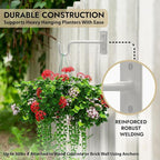 RTZEN Plant Hangers Indoor or Outdoor - Wrought Iron Metal Hanger Indoor Hook - Heavy Duty Wall Bracket Hooks for Hanging Plants Baskets Lanterns Wind Chimes - 2 Pack (White Shepherds Hooks 7.5")