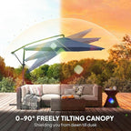 Outsunny 10 ft Offset Patio Umbrella with Cover, Round Hanging Cantilever Umbrella with 6-Position 360° Rotation, Crank Handle, Tilt, Cross Base, Heavy Duty Outdoor Umbrella for Garden