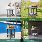 FUNBERRY Outdoor Adirondack Side Table, 2-Tier Patio End Tables, HDPE All - Image 9