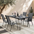 JEAREY Patio Dining Chairs Set of 4, Outdoor Stackable Dining Furniture Set, All Weather Dining Set for Lawn, Garden, Backyard, Poolside, Deep Gray