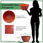 EMSCO Expandable Hose Hider – Expandable Hose Storage Pot – Rustic Terra Cotta